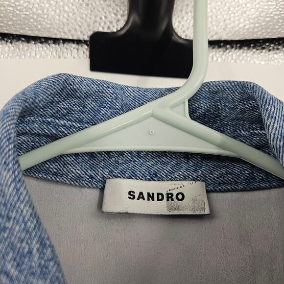 Sandro Amadora Dress Pink Blue Denim Trim Houndstooth Tweed Mini Pockets Size 4 - Picture 7 of 10